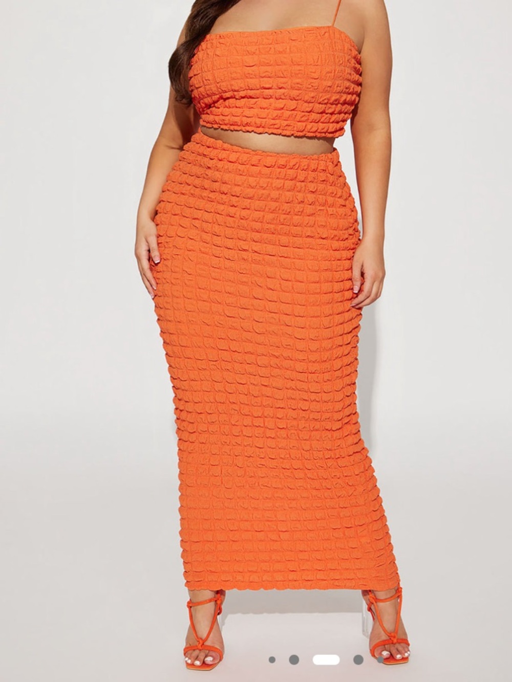 Fashion Nova Orange Textured Maxi Skirt